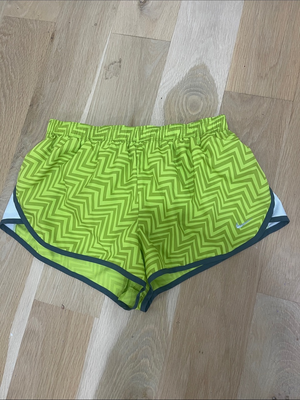 Nike Neon Lime Chevron Athletic Shorts with Contrast Trim